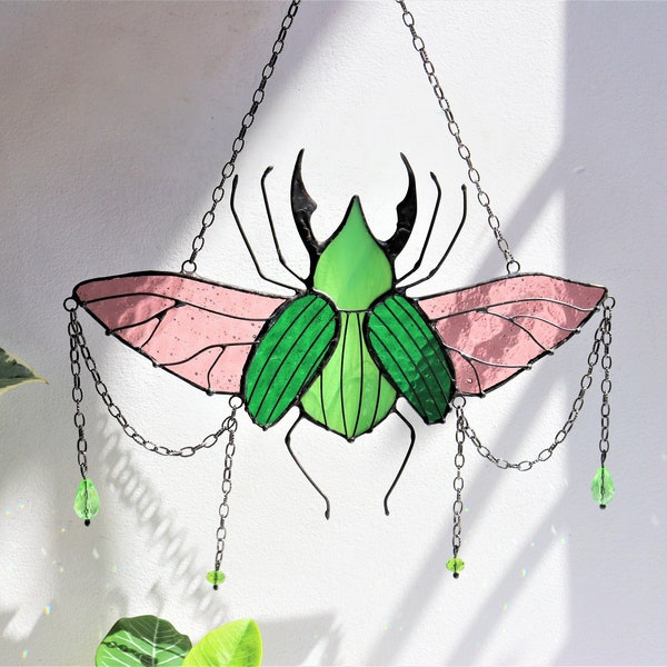 Suncatcher insect Stained glass window hangings Unique home decor Handmade gift Best friend gifts Glass art Sun catcher Patio decor
