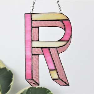 Letras de vidrieras para decoración del hogar y las vacaciones En cálidos colores crema púrpura rosa Diseño del autor hecho a mano Decoración de pared Personalizar regalo
