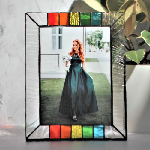 Stained Glass Photo Frame Blue Color Bright Stylish Etsy