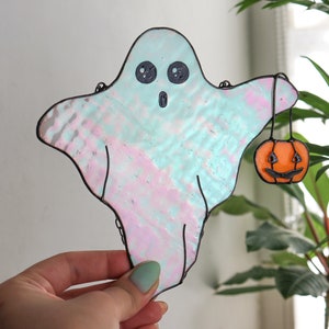 Funny halloween decor Suncatcher ghost Casper the friendly ghost halloween Halloween indoor decor Halloween kitchen art Mystical decor image 4