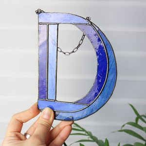 Letras de vidrieras para decoración del hogar y vacaciones En colores azules Diseño de autor hecho a mano Decoración de pared Personaliza tu regalo Letras azules