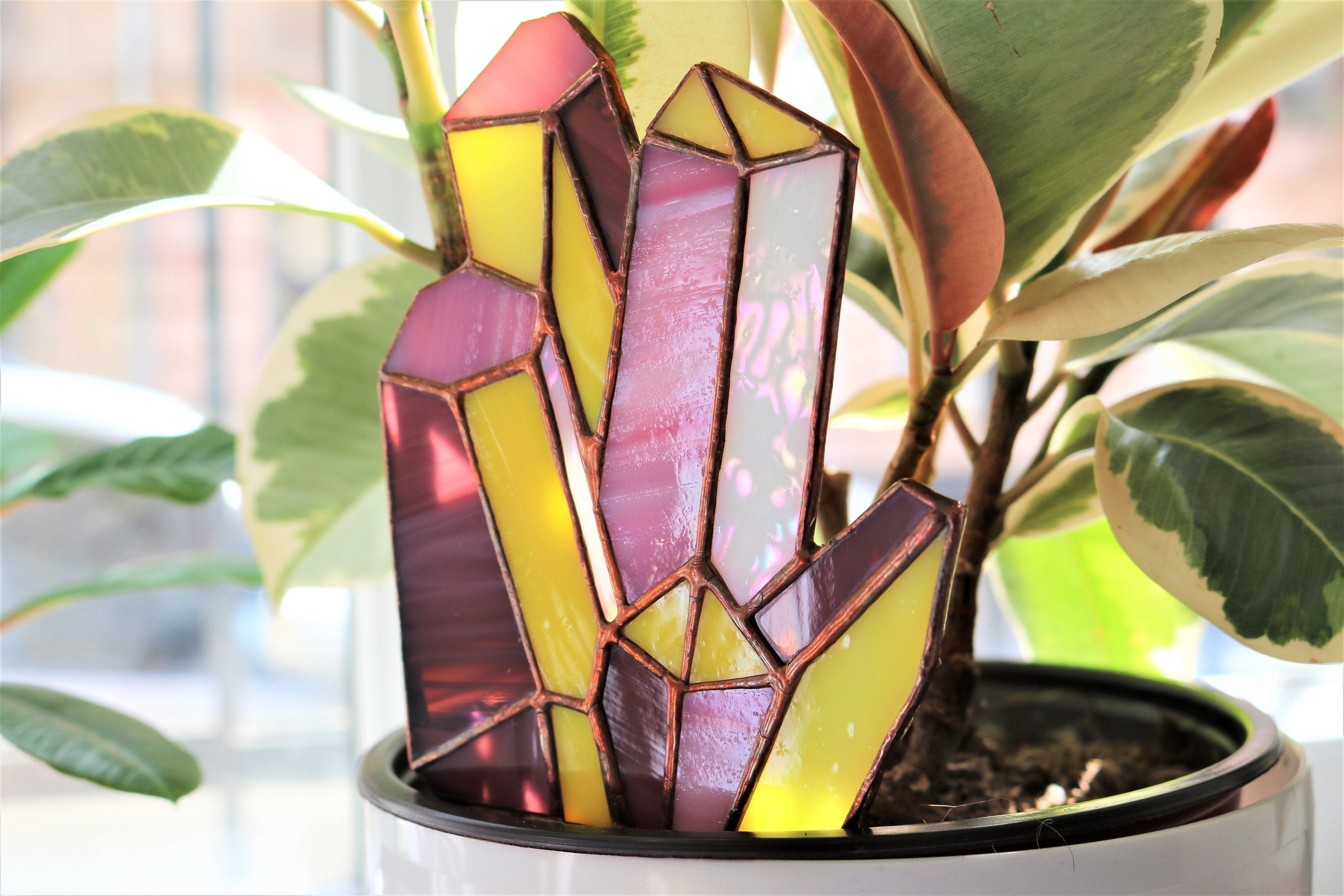 Stained Glass Crystal Decor for Garden Flowerpots Author's Handmade ...