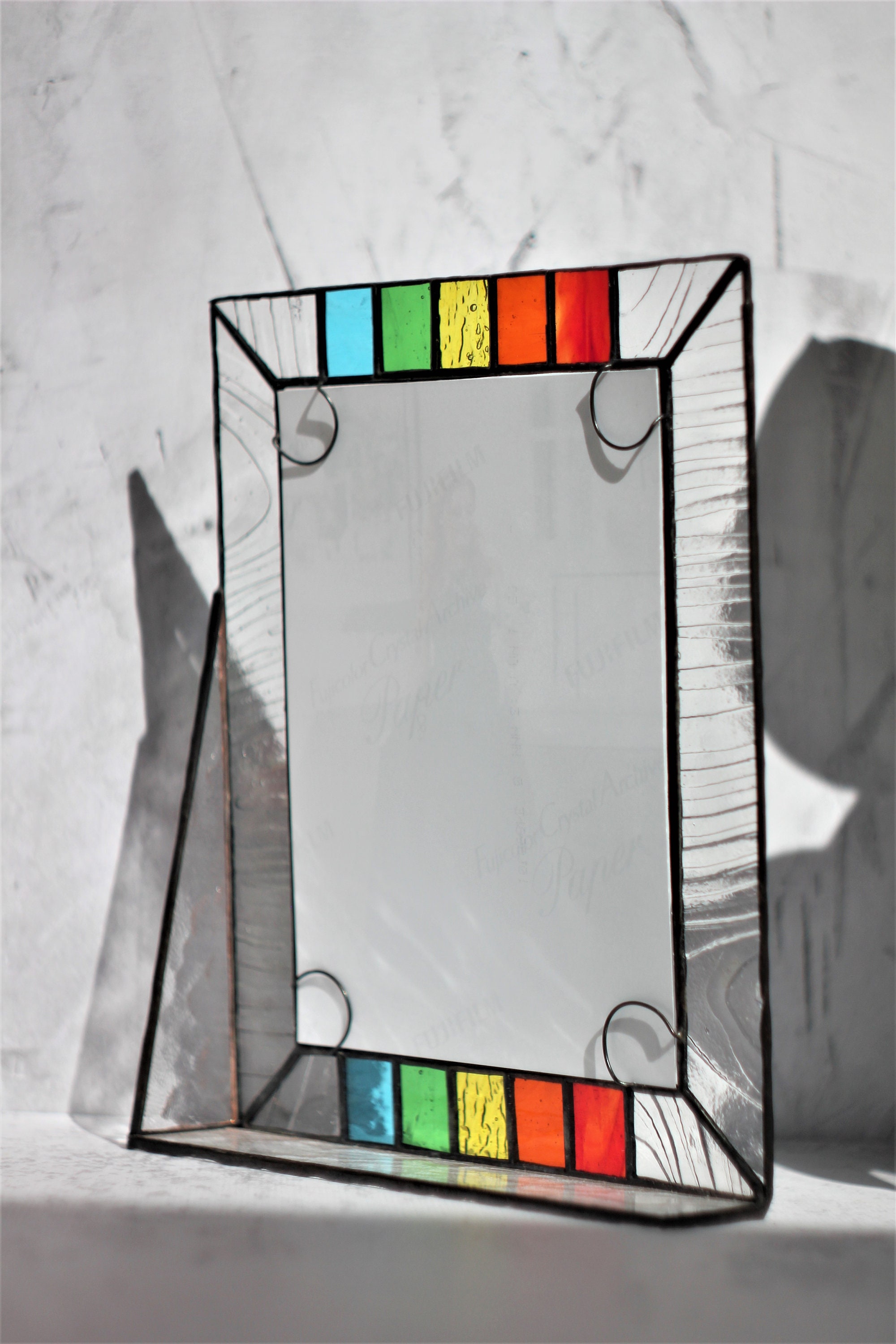 Photo frame stained glass Bright stylish rectangular shape Etsy
