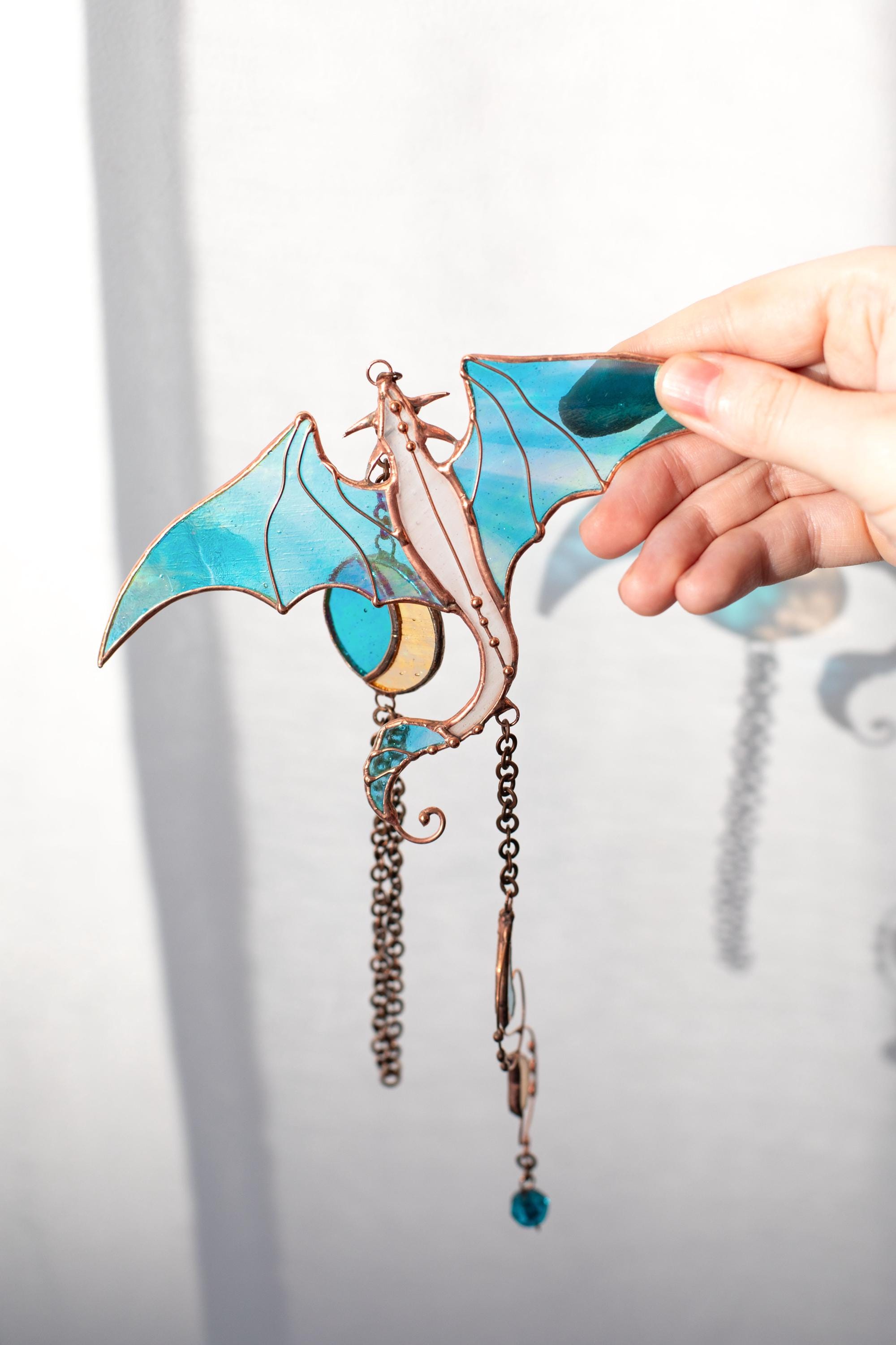 Suncatcher Elemental Dragons Handmade Stained Glass Art Fantasy Dragon ...