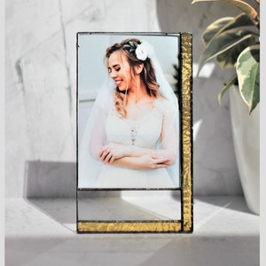 Fotoram målat glas Gult transparent glas Minimalism Snygg heminredning Fotoram 4x6"