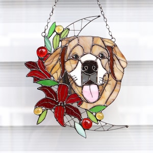 Aangepaste huisdierenportret Hond Kat Gebrandschilderd glas Suncatcher Decor muur en raamdecoratie Gepersonaliseerd cadeau-idee Op maat gemaakt portret van foto afbeelding 2