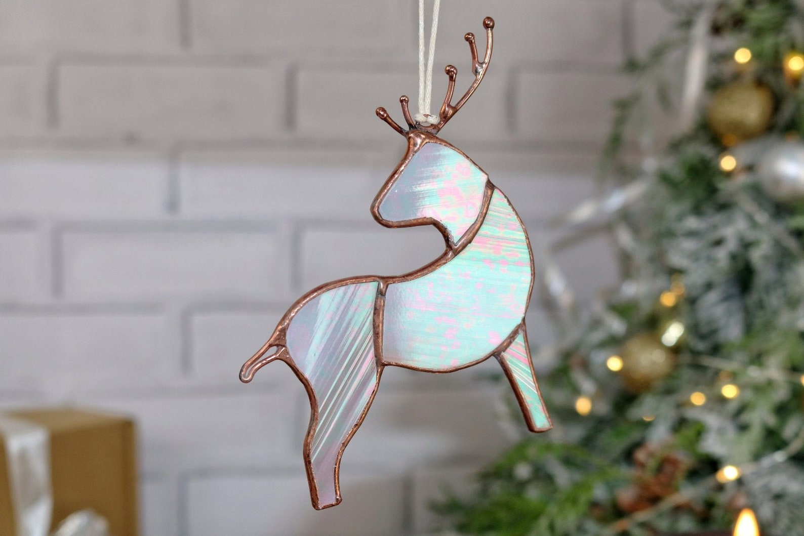 Stained Glass Deer Iridized Glass Suncatchers Home Decor Beer Etsy UK