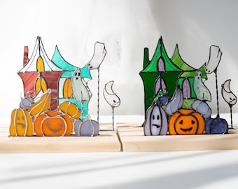 ステンドグラス - お化け屋敷 - 幽霊 - カボチャ - ハロウィンの装飾