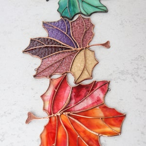 Suncatcher maple leaf Stained glass maple leaf Canadian maple decor Wall art decor Window hangings decor Gifts for plant lovers image 2