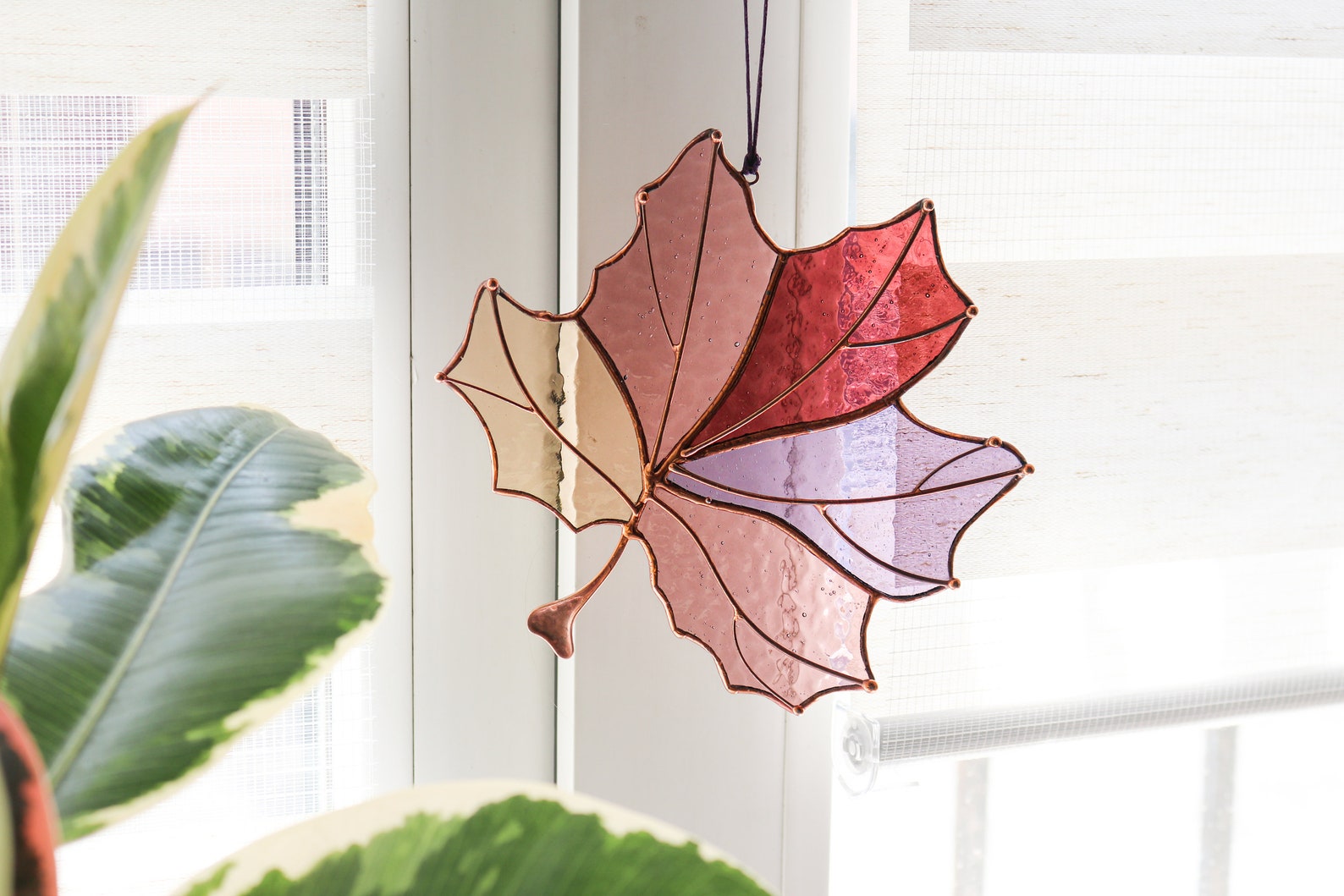 Suncatcher Maple Leaf Stained Glass Maple Leaf Canadian Maple Etsy