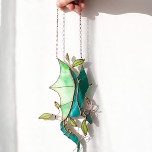 Suncatcher Elemental Dragons Handmade Stained Glass Art Dragon Wall ...