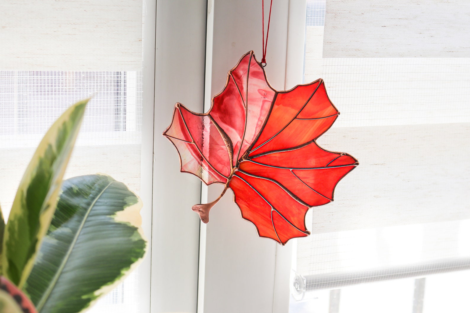 Suncatcher Maple Leaf Stained Glass Maple Leaf Canadian Maple Etsy