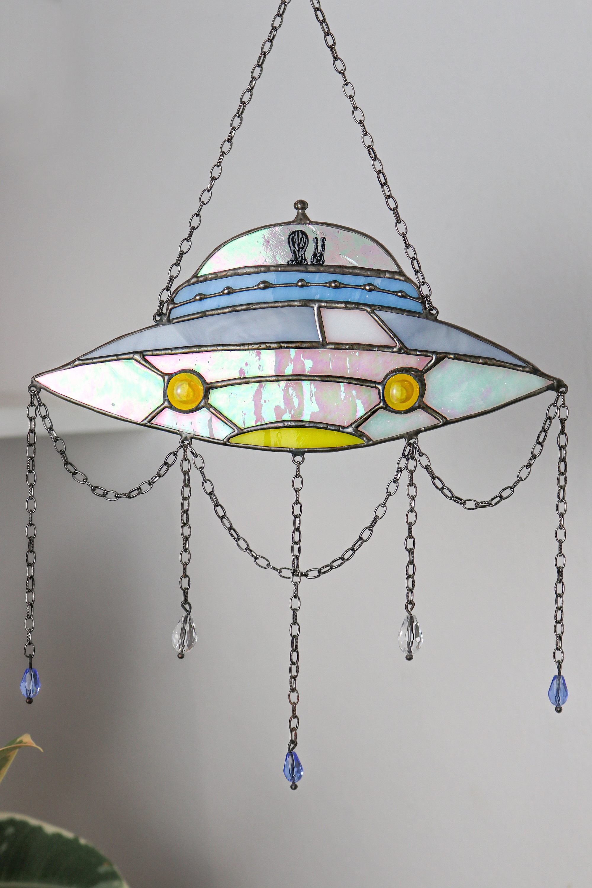 Dreamcatcher UFO Stained Glass Decor Suncatcher UFO Window Etsy UK