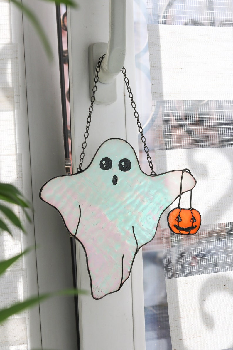 Funny halloween decor Suncatcher ghost Casper the friendly ghost halloween Halloween indoor decor Halloween kitchen art Mystical decor image 1