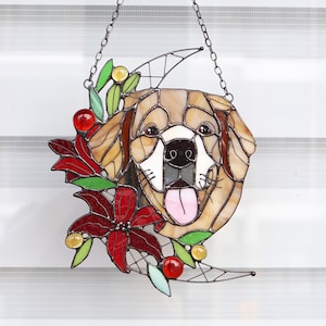 Aangepaste huisdierenportret Hond Kat Gebrandschilderd glas Suncatcher Decor muur en raamdecoratie Gepersonaliseerd cadeau-idee Op maat gemaakt portret van foto afbeelding 5