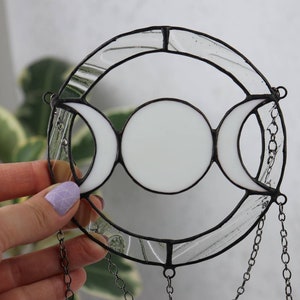 Dreamcatcher Mondphasen Glasmalerei Suncatcher Wanddekoration für Zimmer Handgemachtes Geschenk Bild 7