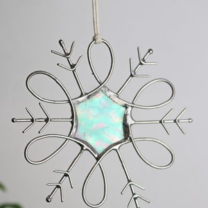 Snowflake stained glass Suncatchers snowflake Home decor Christmas tree decor Handmade The best gift for the holidays image 7