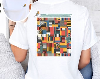 Trendy African print t-shirt gift for girlfriend, unique ethnic streetwear clothing, Graphic African art tee shirts for black culture lover