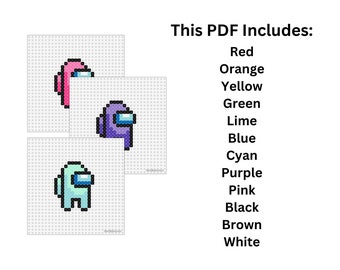 Among Us Perler Bead Kandi Pattern 12 Colors