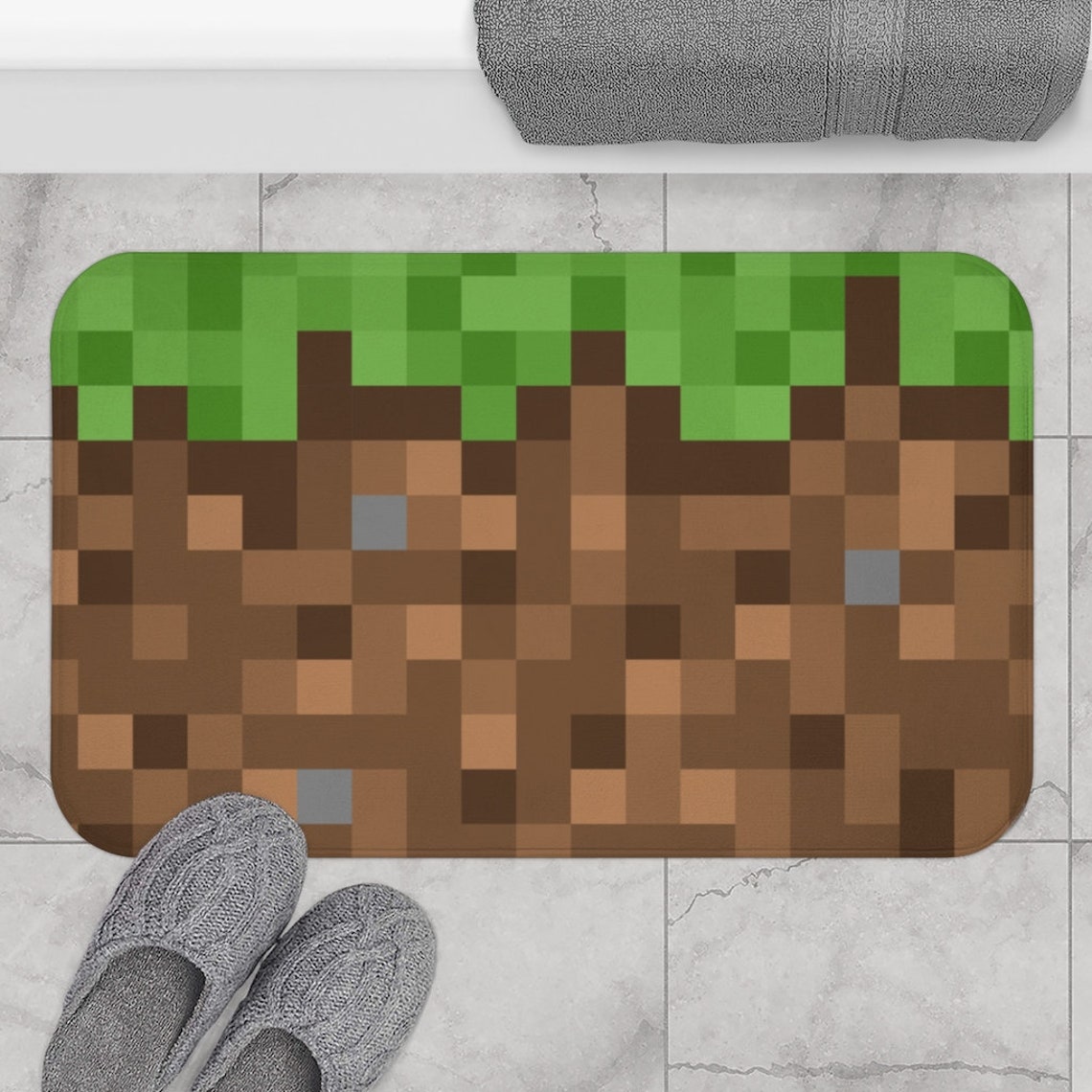 Minecraft Pixel Bath Mat / Minecraft Pixelated Mat/ Minecraft Etsy