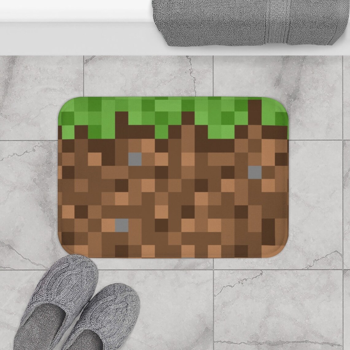 Minecraft Pixel Bath Mat / Minecraft Pixelated Mat/ Minecraft Etsy