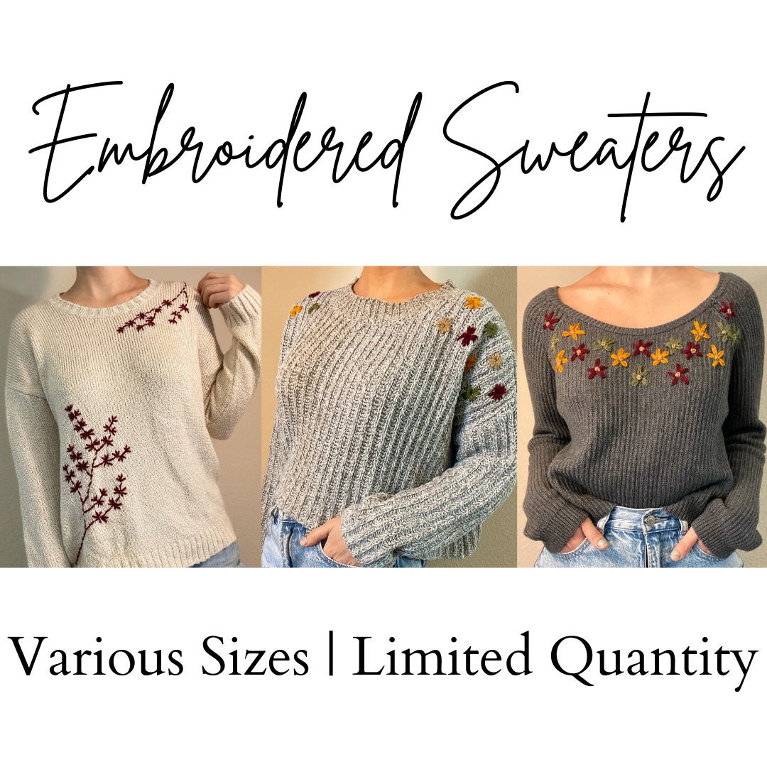 Embroidered Sweaters Etsy