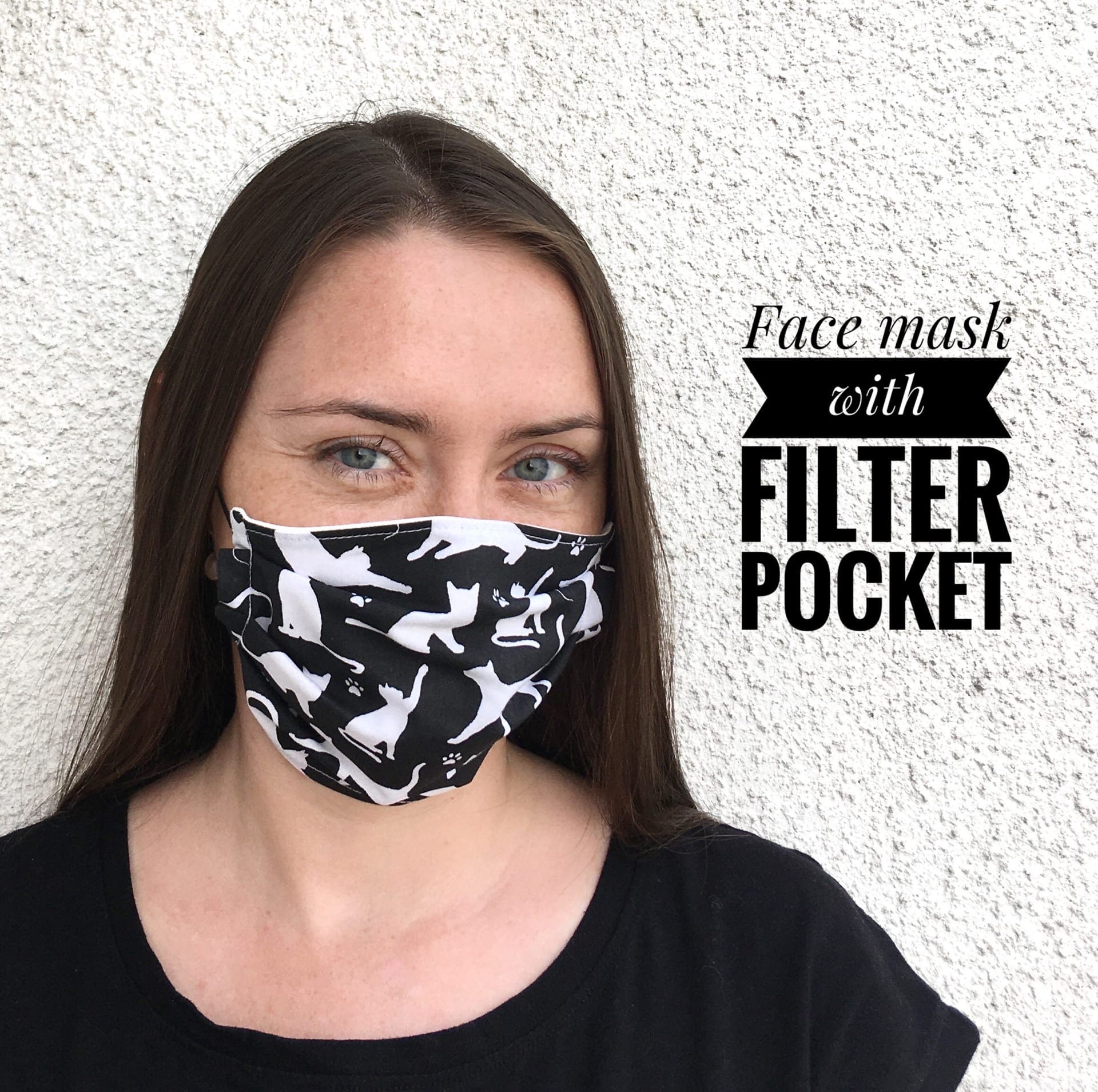Cat face mask Allergy mask Black cat mask Organic face Etsy