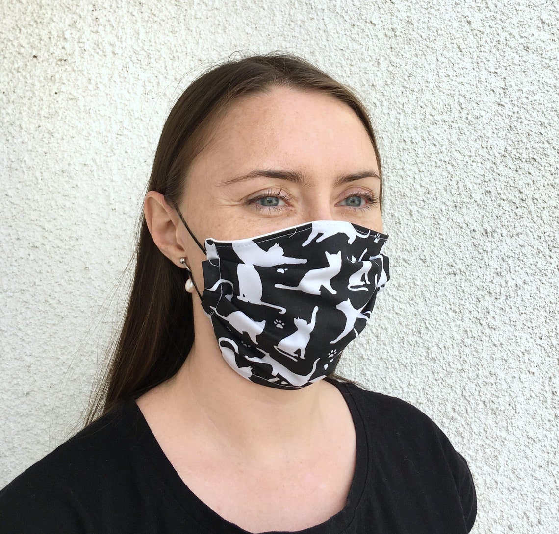 Cat face mask Allergy mask Black cat mask Organic face Etsy