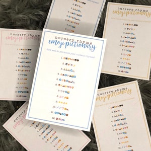 Blaues Emoji Pictionary Baby Shower Spiel