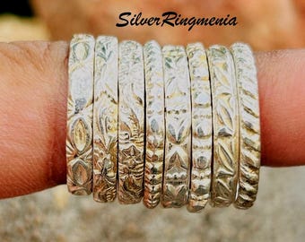 Set van sterlingzilveren stapelringen: minimalistische bandringen