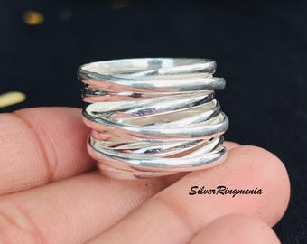 Stapelbare zilveren bandringset – Minimalistische 925 sterlingzilveren dunne ringen voor dagelijks gebruik