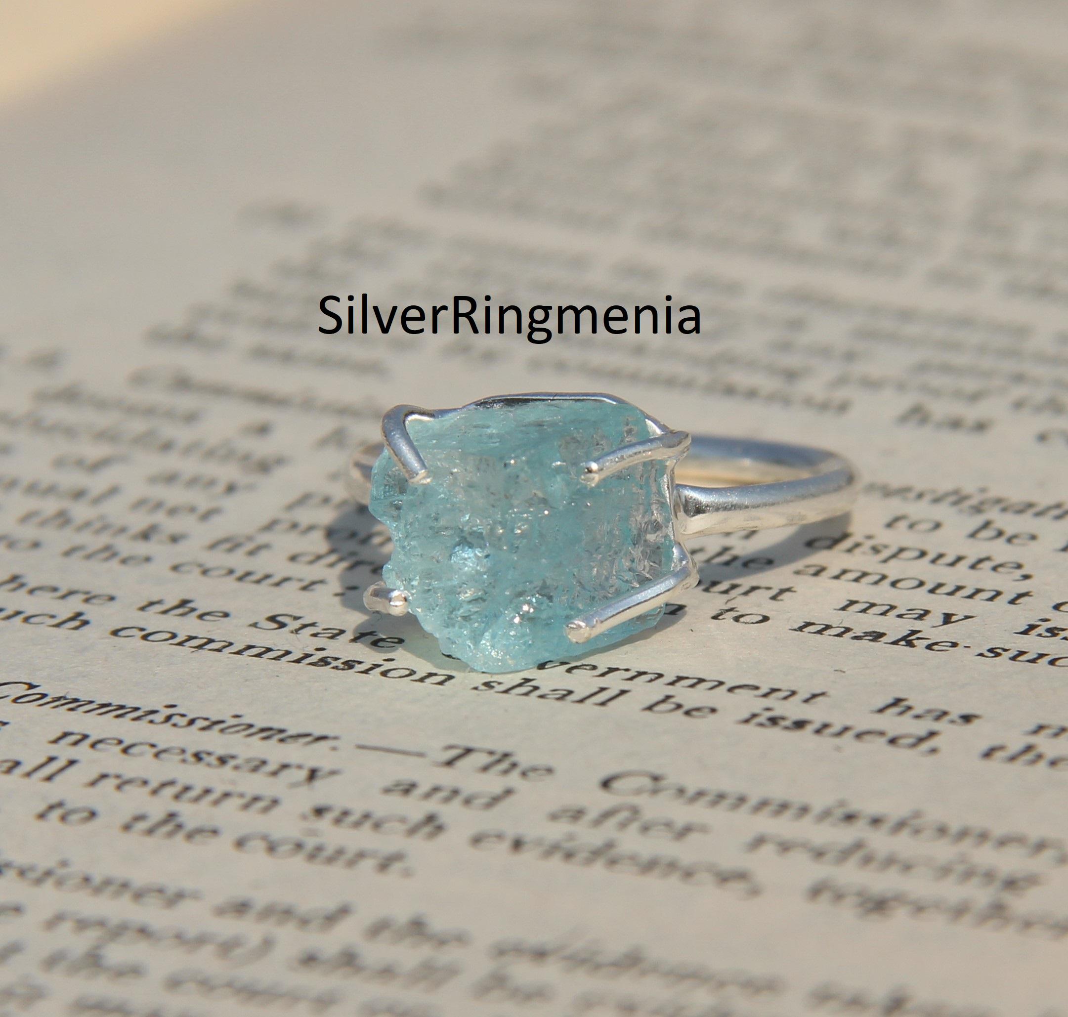 Anello Con Pietra Preziosa Acquamarina Ricamato A Mano - Argento Sterling 925 - Italia - Foto 5
