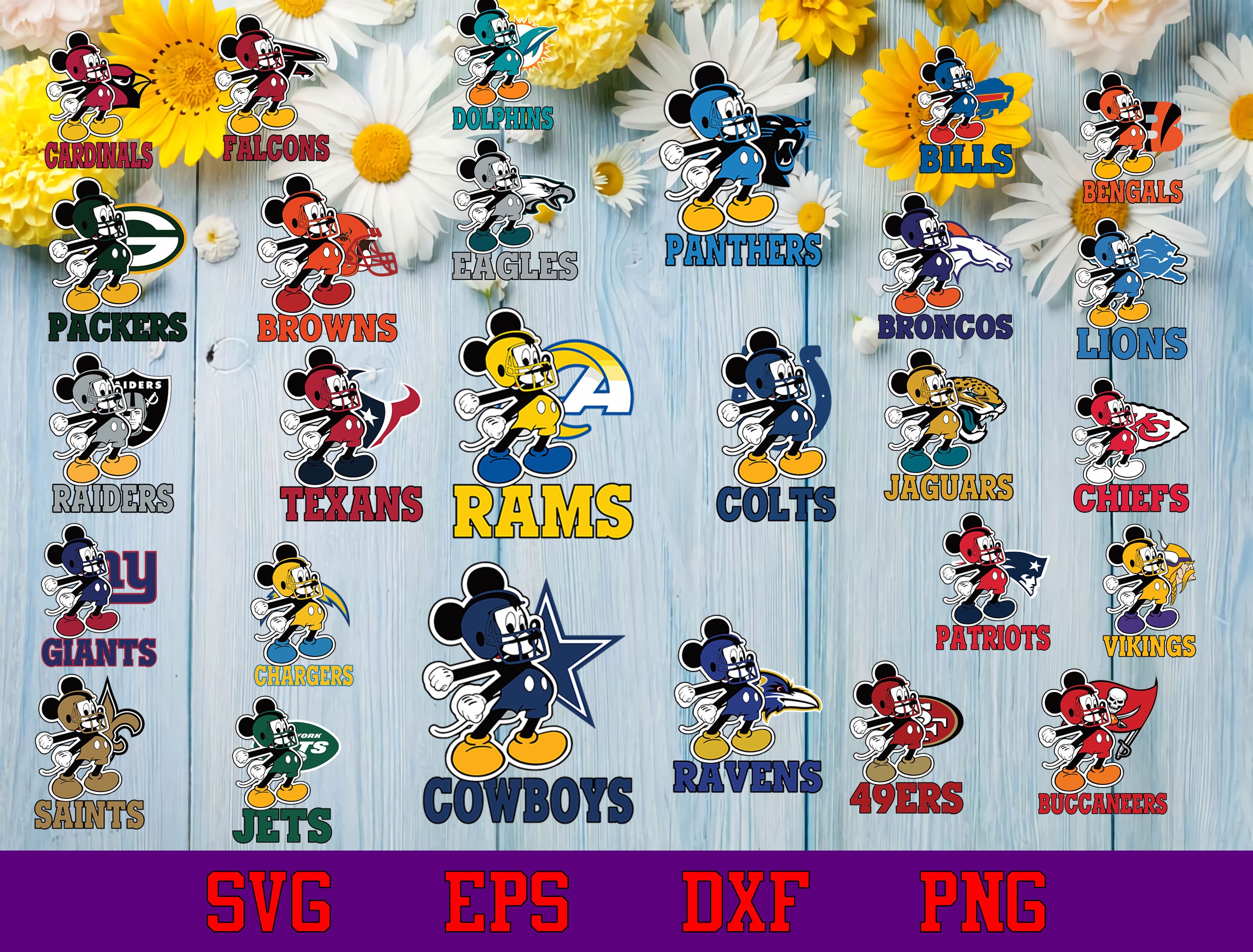 Bundle mickey NFLBundle NFL Mickey NFL svg eps dxf png file Etsy