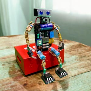 Robot ornament, Table lamp emitting light from its eyes, Personalized gift, Unique & Functional Desk Lamp,