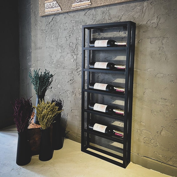 Minimalist Matte Black Wine Rack - Modern Steel Design