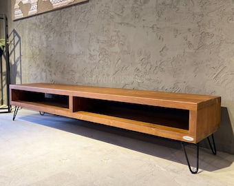 Sleek Wood TV Stand with Hairpin Legs | Mid-Century Modern Media Console