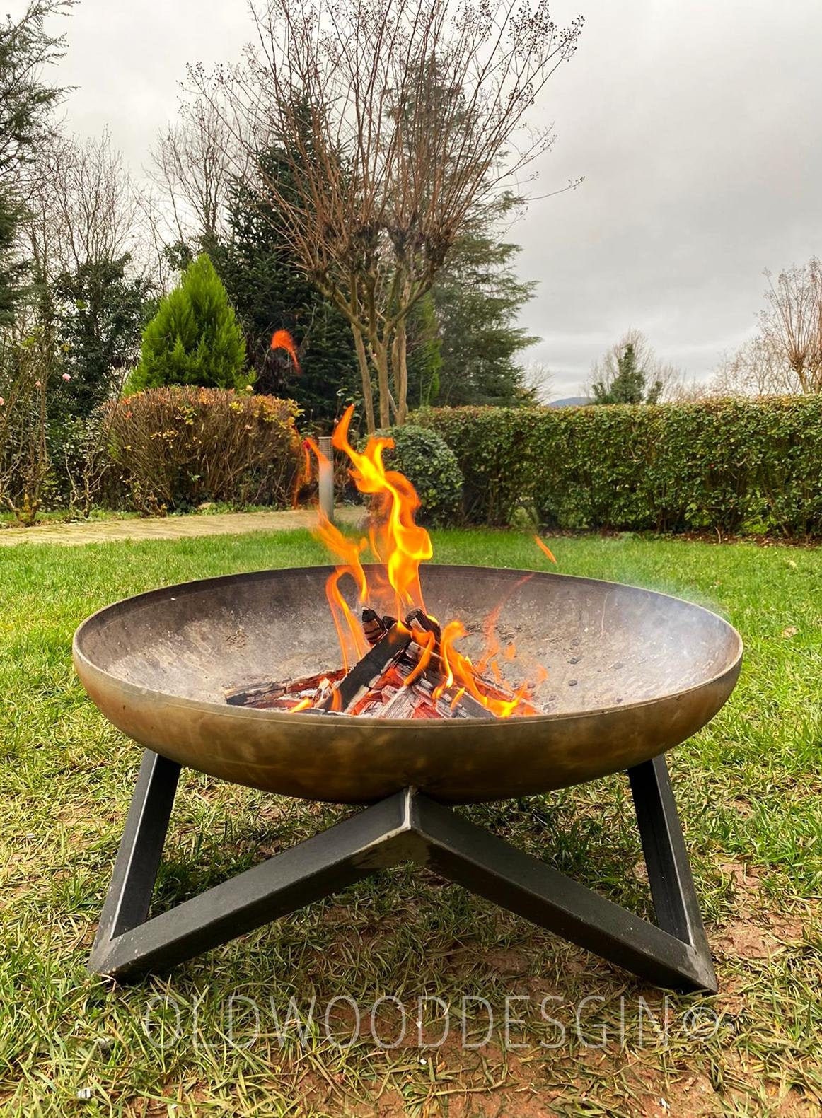 Fire Pit Bowl Tabletop Cast Stone 17-Inch, Outdoor Propane Portable Table  Top Firepit Fireplace for Patio - Long-Burning, Safe, Handmade Housewarming