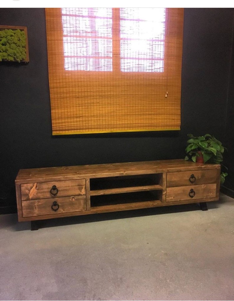 Rustic Wood Tv Stand Natural Wood Tv Table Wooden Tv Unit Etsy