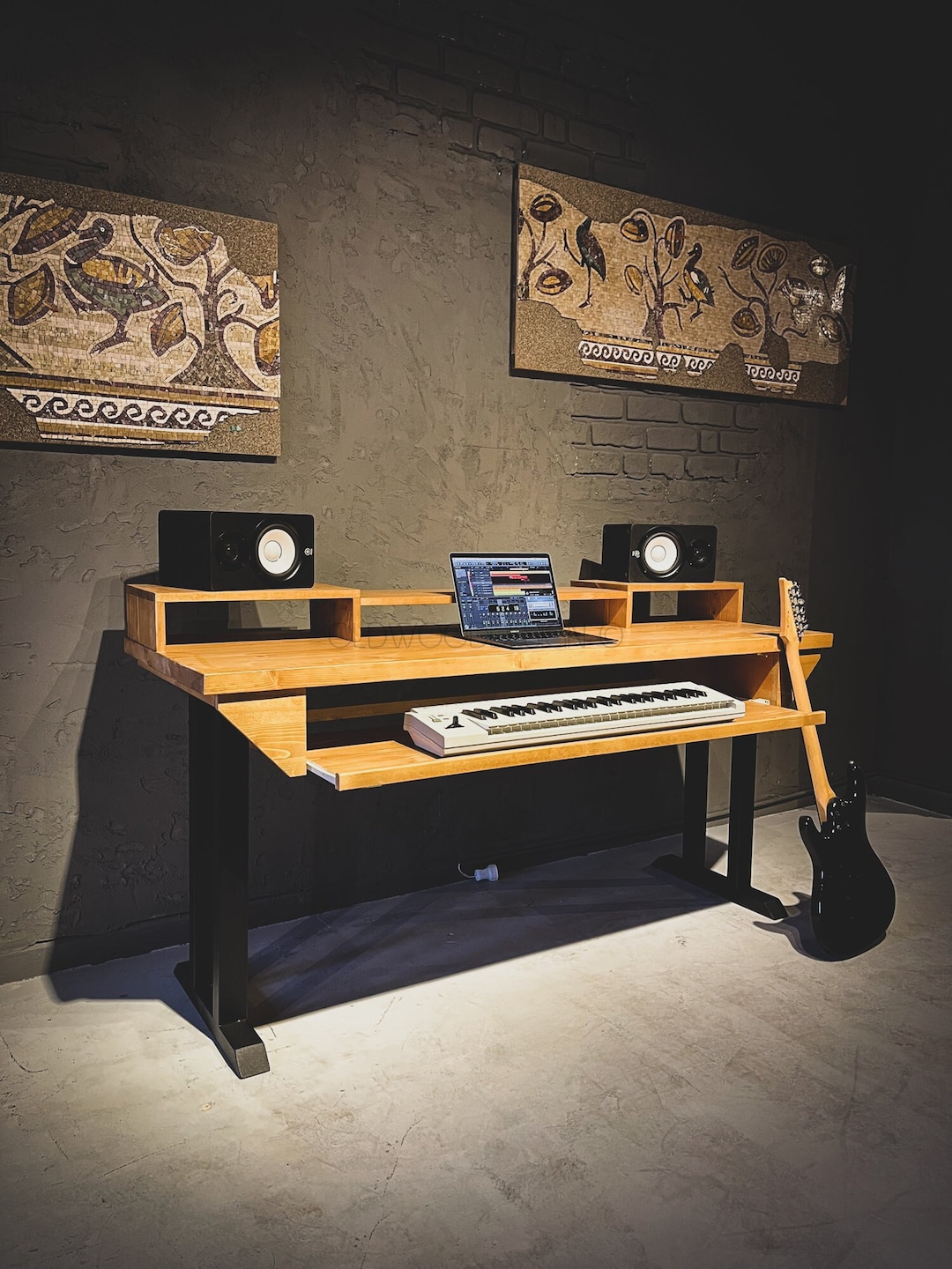 Music studio desk with keyboard drawer deals