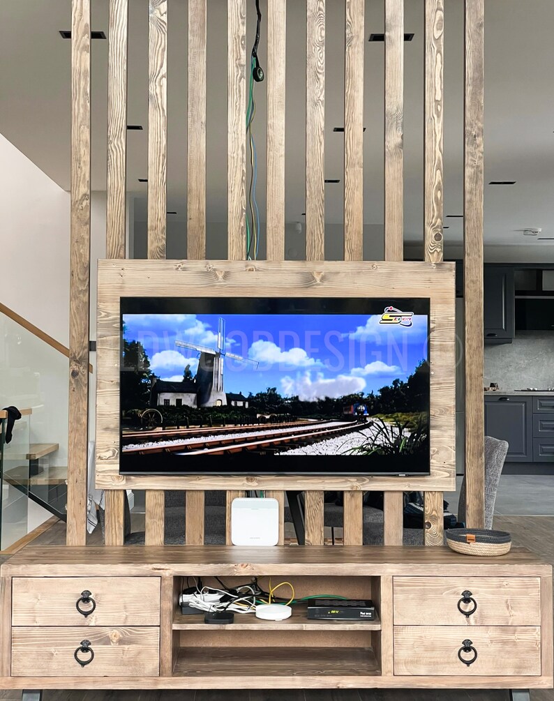 Rustic Wood Tv Stand Natural Wood Tv Table Wooden Tv Unit Etsy