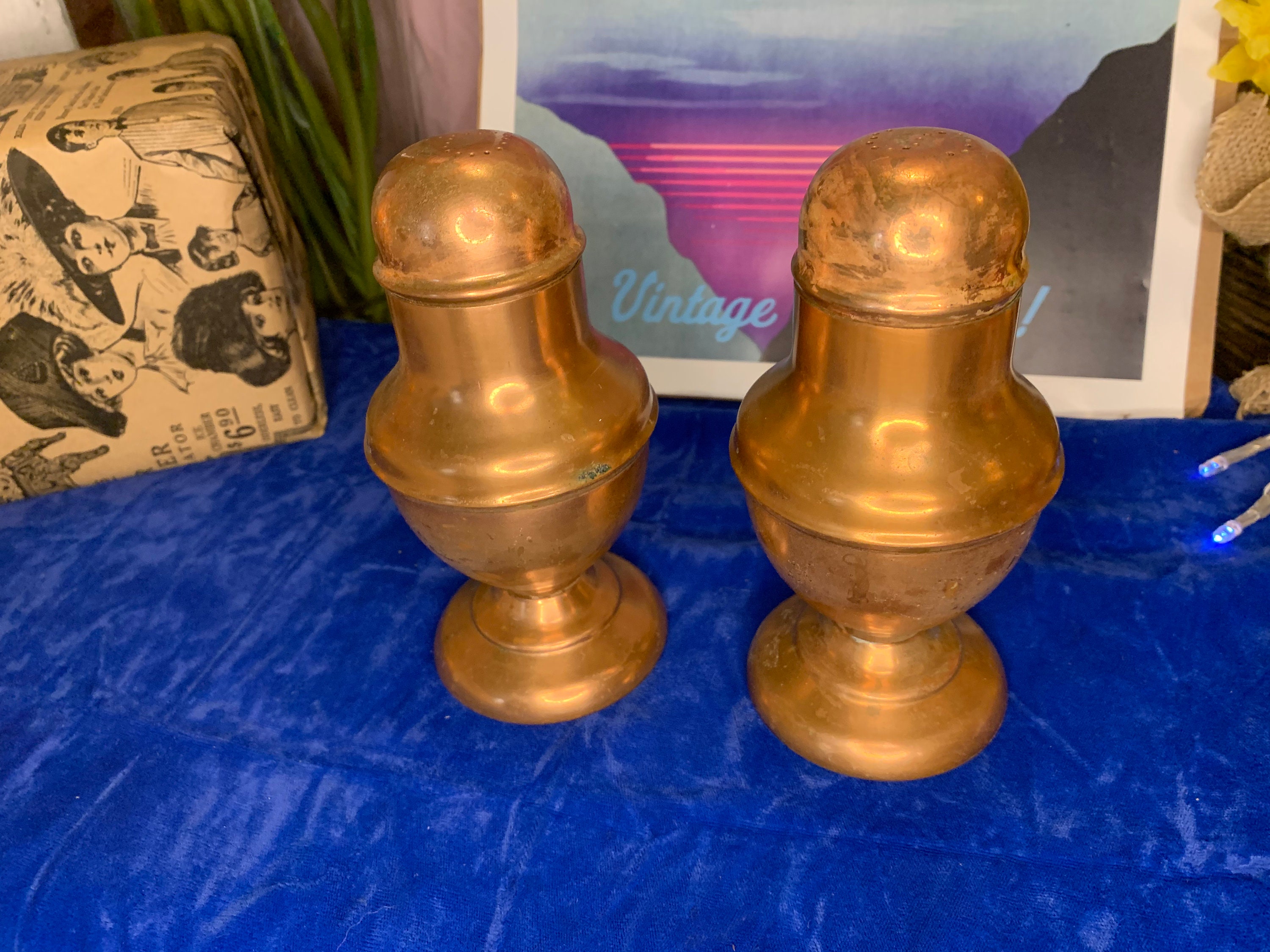 Vintage Copper Salt and Pepper Shakers Etsy
