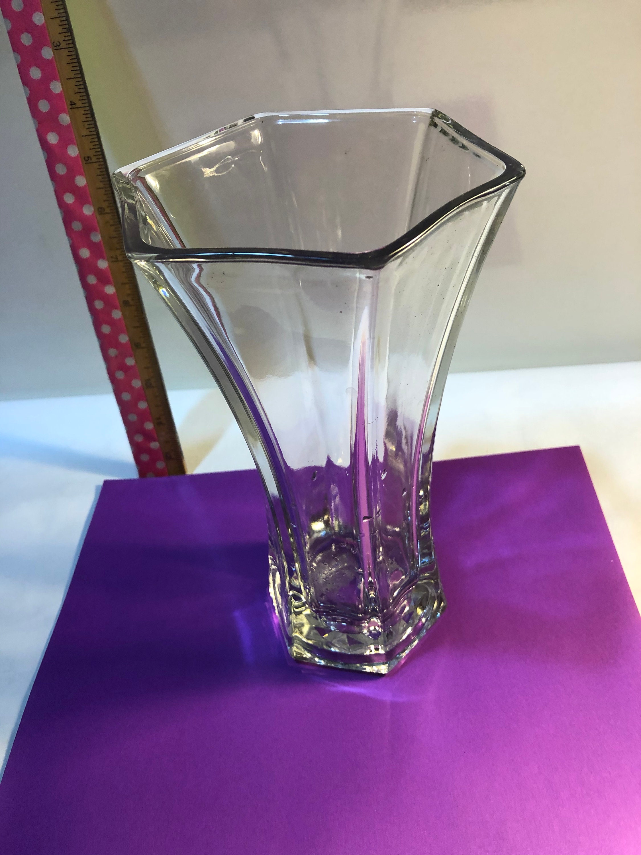 Tall thick glass vase Etsy