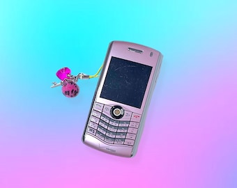 Teléfono móvil BlackBerry vintage color rosa Y2K. Tal como está.