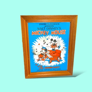 Vintage Walt Disney Mickey Mouse Mirror Wall Picture. Rare.
