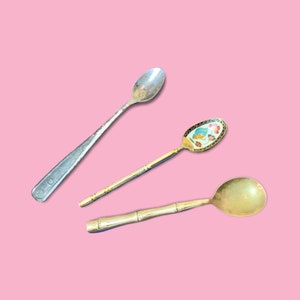 Vintage Brass Miniature Spoons.