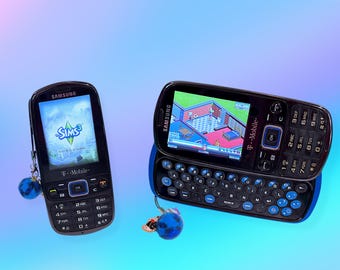 Teléfono móvil Samsung vintage Y2K con teclado deslizante. ¡Funciona!