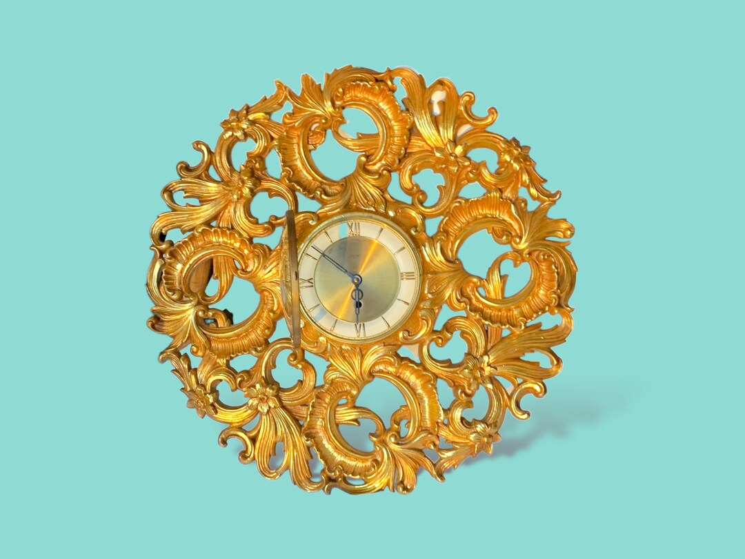 Vintage Golden WELBY Wall Clock. Stunning Etsy