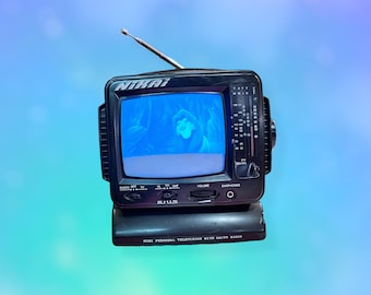 Vintage 90er Jahre Y2K Portable TV Fernsehgerät.Funktioniert.So wie es ist.