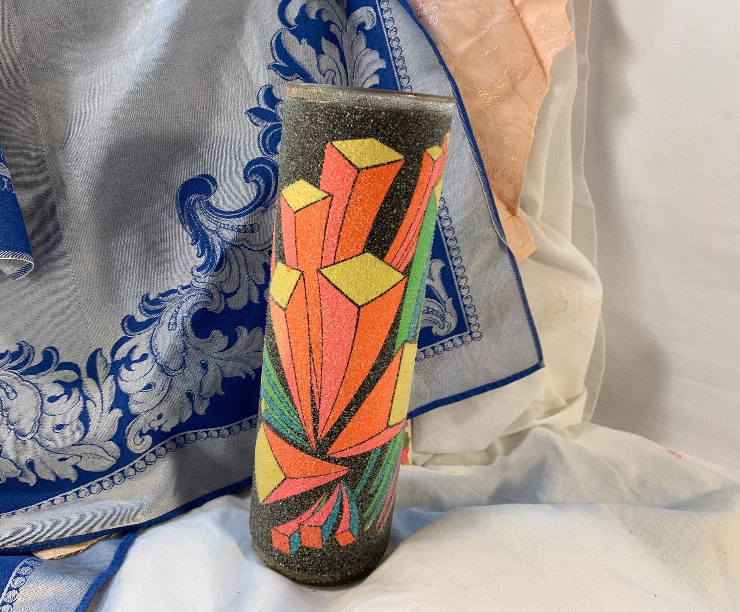 Vintage Tall Rainbow Glass Candle Vase.rare. Etsy