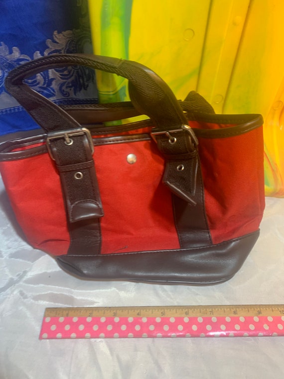 Vintage Small Red Buckle tote bag. - image 9